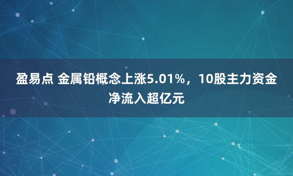 盈易点 金属铅概念上涨5.01%，10股主力资金净流入超亿元