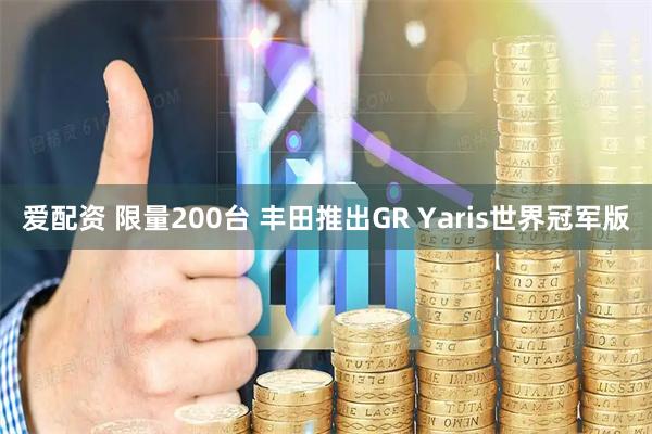爱配资 限量200台 丰田推出GR Yaris世界冠军版